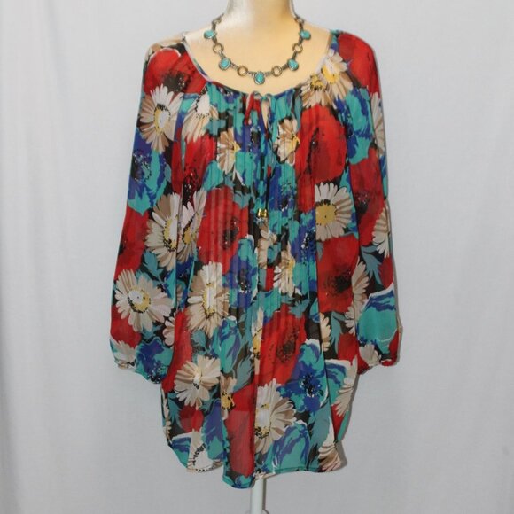 Charter Club Women Floral Multi-color Long Sleeve Top - Picture 1 of 11